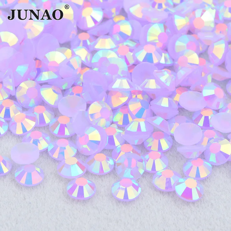 JUNAO 4 5 6mm Jelly Light Purple AB Flat Back Decoration Rhinestone Non Hotfix Crystal Stones Stickers Face Nail Art DIY Crafts 