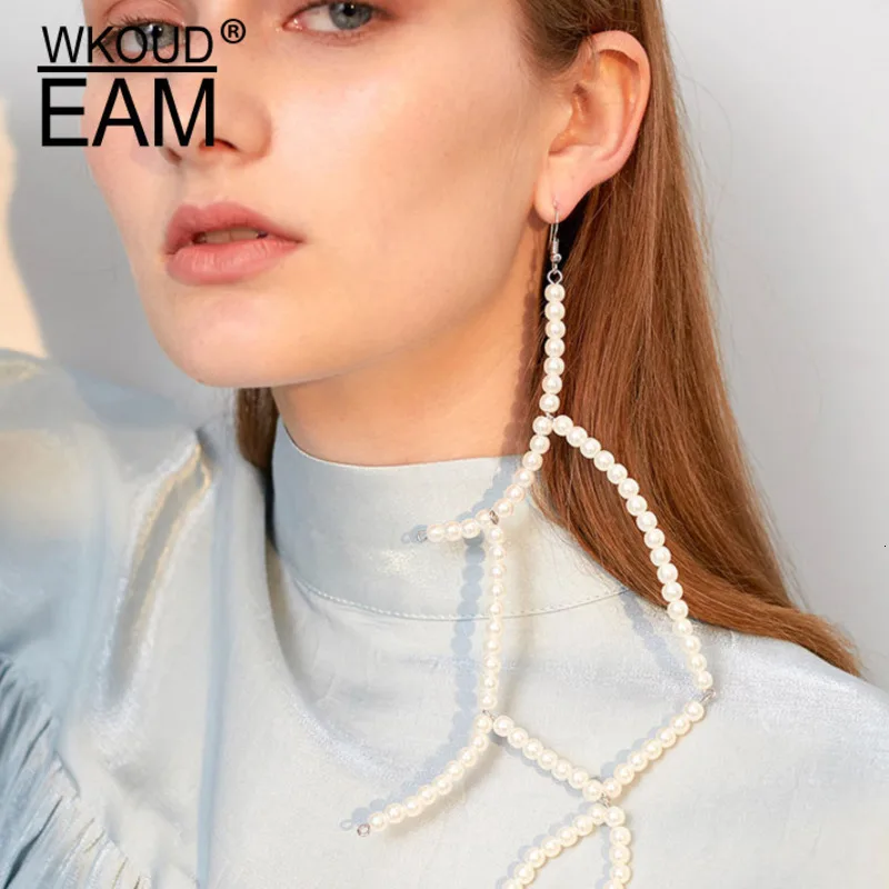 

WKOUD EAM 2020 New Woman Irregular Brief Pearl Personality Earrings Fashion Female Jewelry Accessories Party Gift 6#JY598