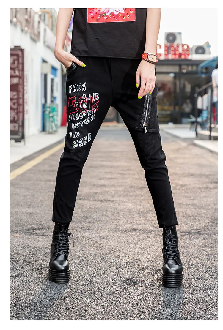 Max LuLu модные корейские женские повседневные брюки женские осенние джинсы с принтом Винтажные эластичные шаровары с вышивкой Большие размеры
