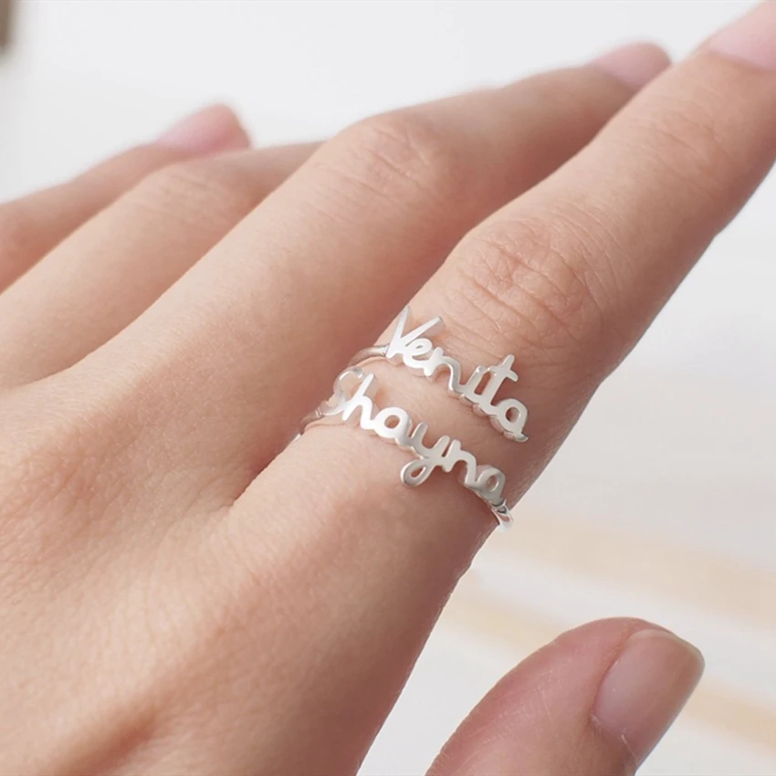 Anillo personalizado de dos letras para madre e hija, anillo de nombre