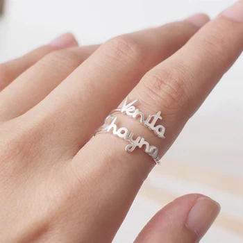 

Personalized custom two-letter ring two name rings adjustable custom couple family mother and daughter name ring gift FSR0003