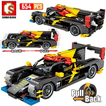 

1:18 City Pull Back Racing Car MOC Building Blocks Technic DC Super Vehicle Creator Model Bricks Educational Toys For Children