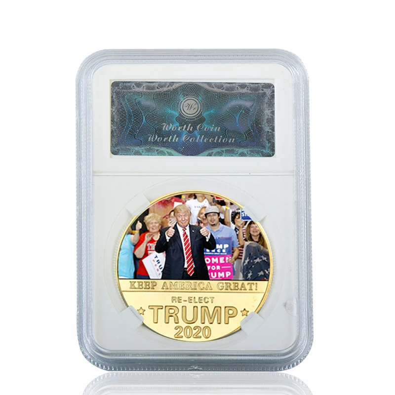 coin 3 with case WR Trump, коллекционный набор монет с держателем для монет, Золотая оригинальная монета для сувениров, подарки, Прямая поставка - Цвет: coin 3 with case