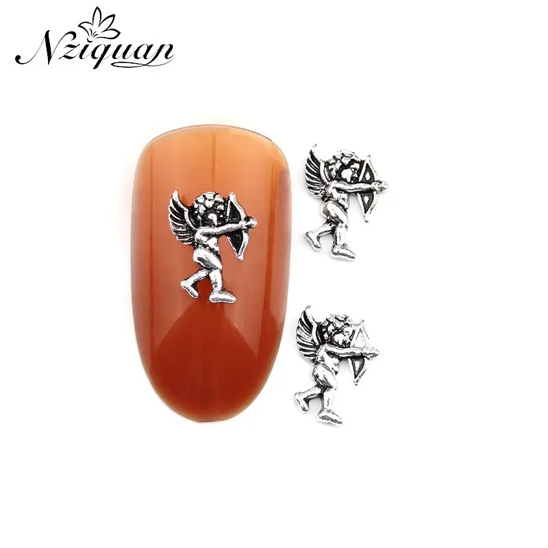 

NZIQUAN 20pcs/box ancient silver little angel 3D shape metal nail nail art decoration mosaic accessories DIY accessories nail ar