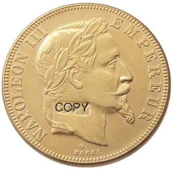 

France 1862 -1868 - A - B 50 Francs Gold Plated Copy Decorate Coin