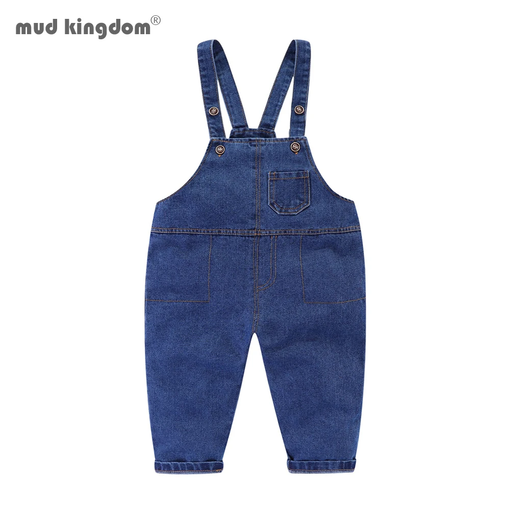 Mudkingdom Джинсовые комбинезоны Детские однотонные повседневные длинные штаны для мальчиков девочек детские