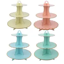 3 уровня Торт еда стенд одноразовые десерт кекс дисплей башня Держатель для Baby Shower Свадебный на день рождения кондитерский мешок