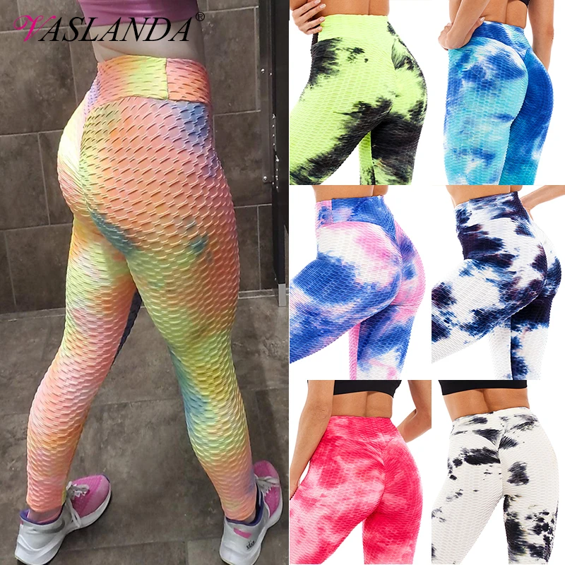 

Booty Enhancing Tie-dye Print Workout Pants Gym Fitness Leggings High Waist Seamless Leggins Jogging Trousers Training Wear