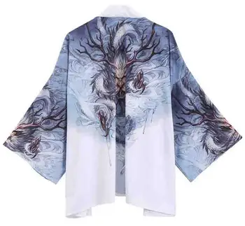 

Dragon Printing Kimono Cardigan Men Japanese Yukata Casual Outerwear Loose Samurai Costume Clothing Male Anime Clothes