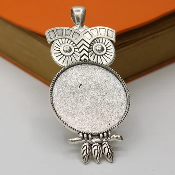 

New Owl 30mm Round Pendant Base Key Chain Necklace Sweater Chain Pendant Making DIY Jewelry Accessories 30mm Cabochon Stone 3.2