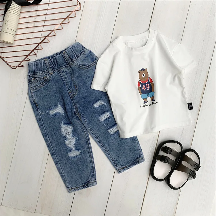 Chen Mom/Модная детская одежда; стиль; Летние крутые детские джинсы с дырками; мужские брюки; брюки для малышей 1-3-5 лет