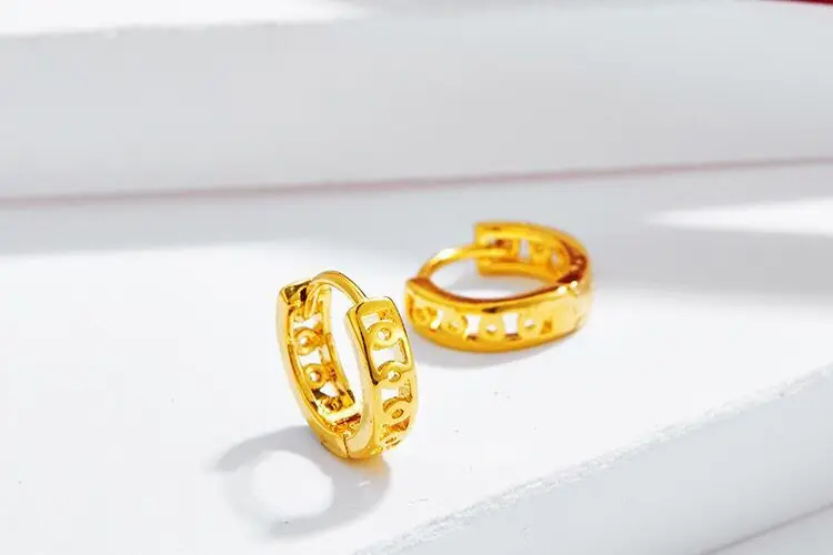 MxGxFam хорошее качество желтое золото цвет 24 к маленькие серьги-кольца для женщин модные ювелирные изделия