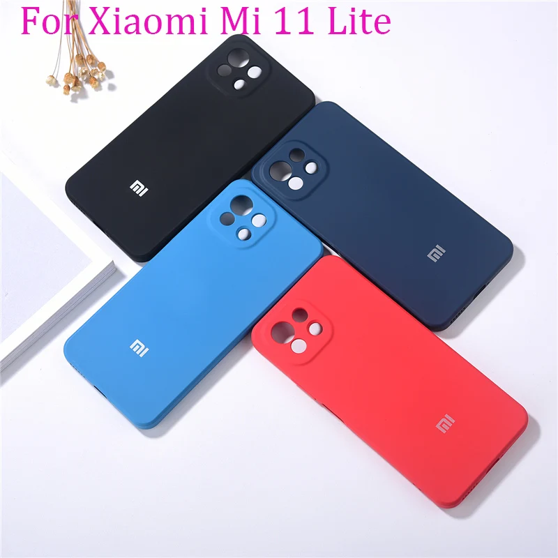 Оригинальный чехол для Mi 11 Lite Xiaomi шелковистый мягкий на ощупь жидкий силиконовый
