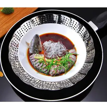 

Telescopic Folding Dish Steam Stainless Steel Food Mesh Multifunction Kitchen Vegetable Basket Steamer Steamer Tool Cooker G1W7