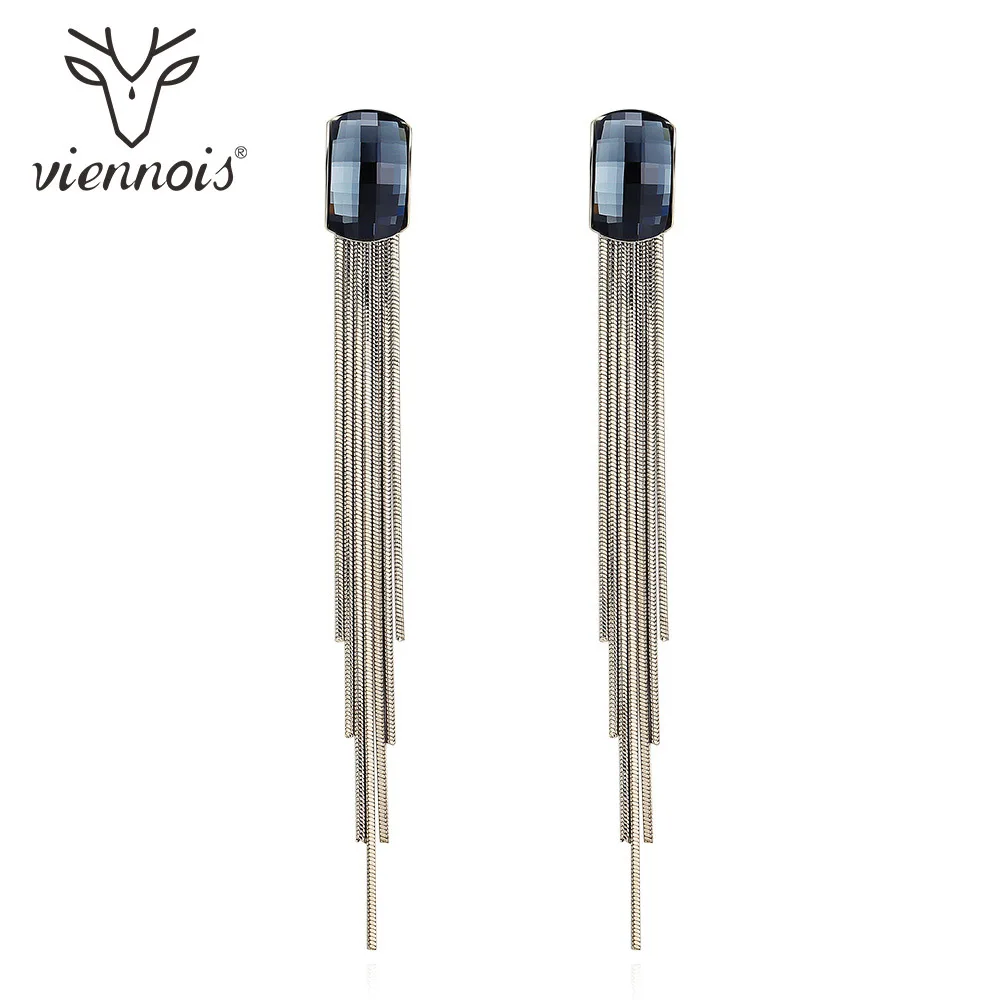 Viennois Tassel Earrings Silver Blue Color Dangle For Women Jewelry New | Украшения и аксессуары