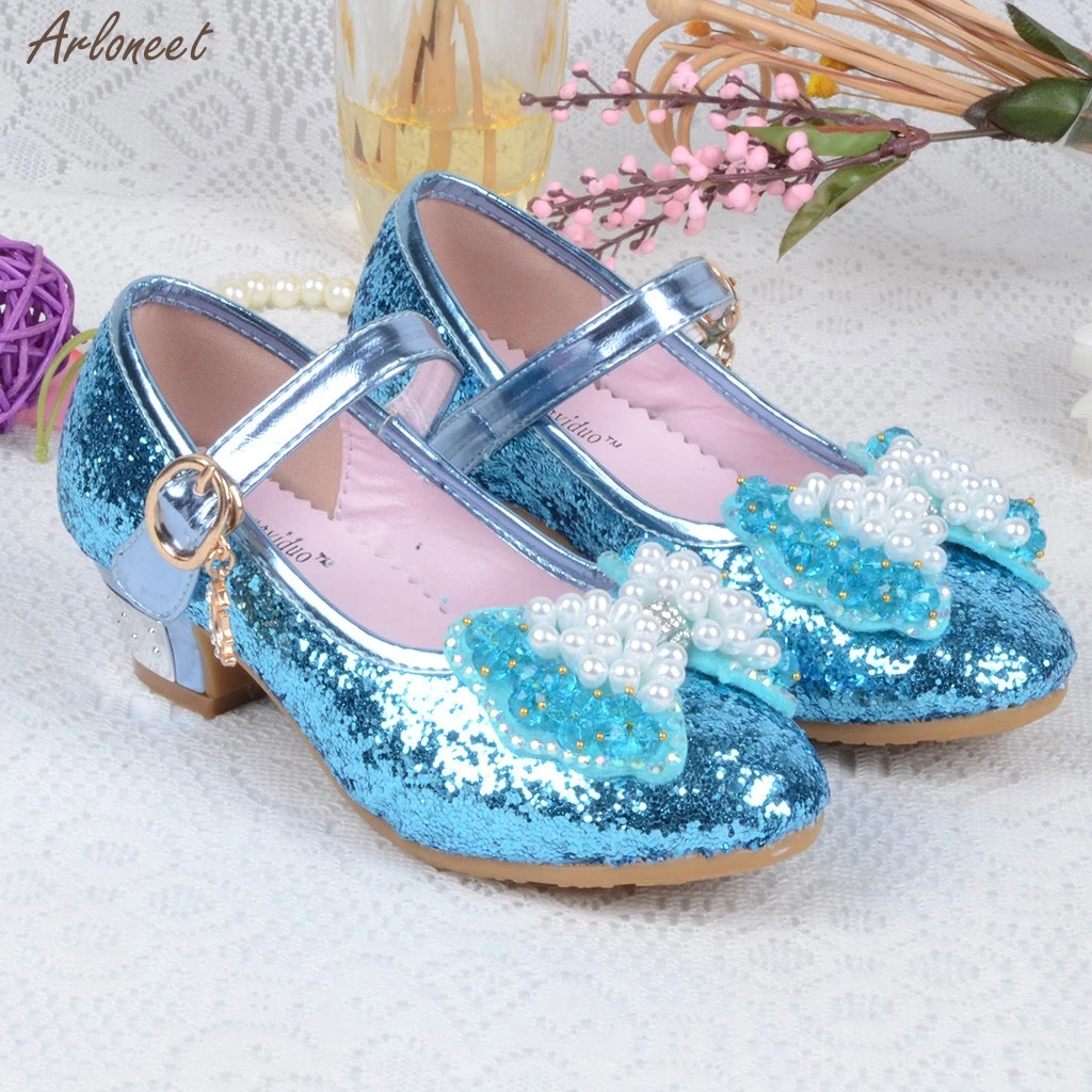 Младенческая Дети Девочки жемчуг Кристалл Bling бантом Один горный хрусталь обувь для принцессы сандалии детская обувь Горячая Распродажа