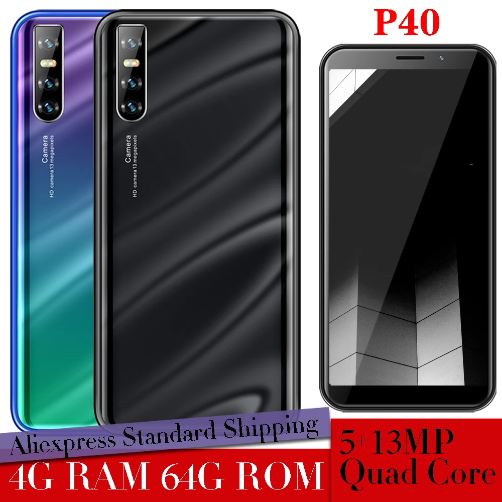 P40 smartphones face ID unlocked celulars 4G RAM 64G ROM 5MP+13MP 6.0inch android mobile phones quad core Global version wifi 3G | Мобильные