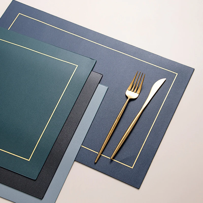 

Home Table Mat PU Leather Solid Color Water And Oil Proof Cover Heat Insulation Party Decoration Buffet Dining Table Cloth 2021