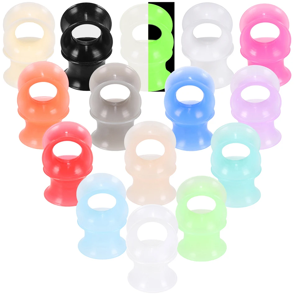4 Paar Silikon Flesh-Tunnel 3-25mm | Ohr Expander In 4 Farben