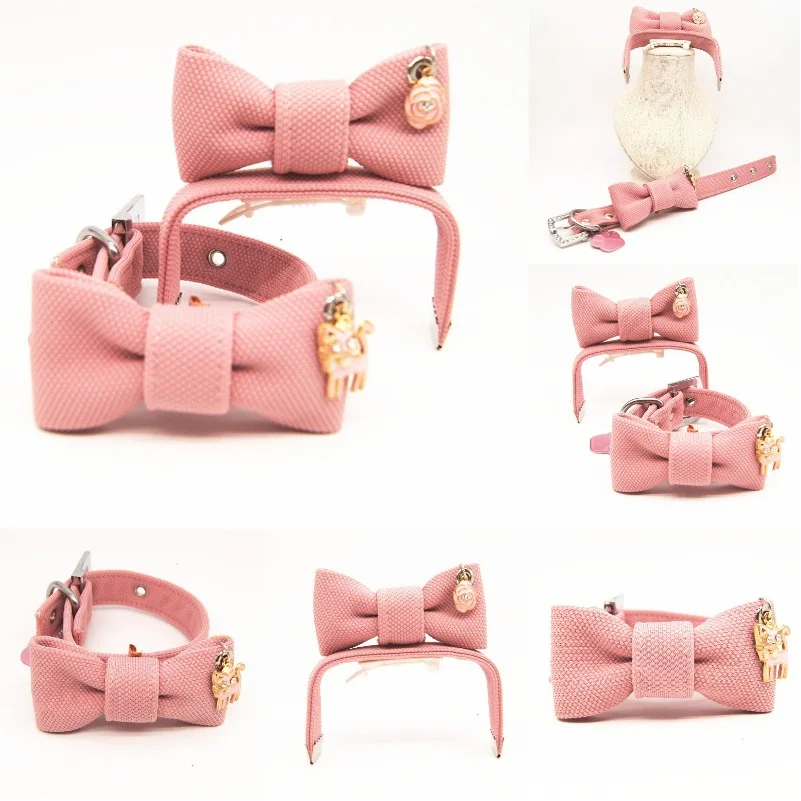 

2019 New Style Pink Headband Series Pet Collar Dogs And Cats Dog Harness Headband Set Pet Supplies