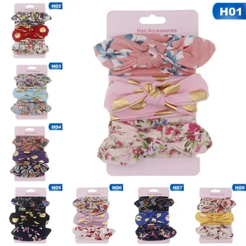 

3Pcs/Set Colorful Boho Newborn Toddler Headband Ribbon Elastic Baby Headdress Kids Hair Band Girl Bow Knot