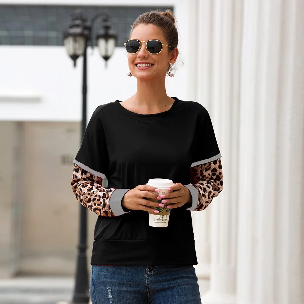 DANJEANER Spring Fashion Leopard Patchwork Sweatshirt Women Long Sleeve Hoodie Loose Women Hoodies Sweatshirts Casual Tracksuit