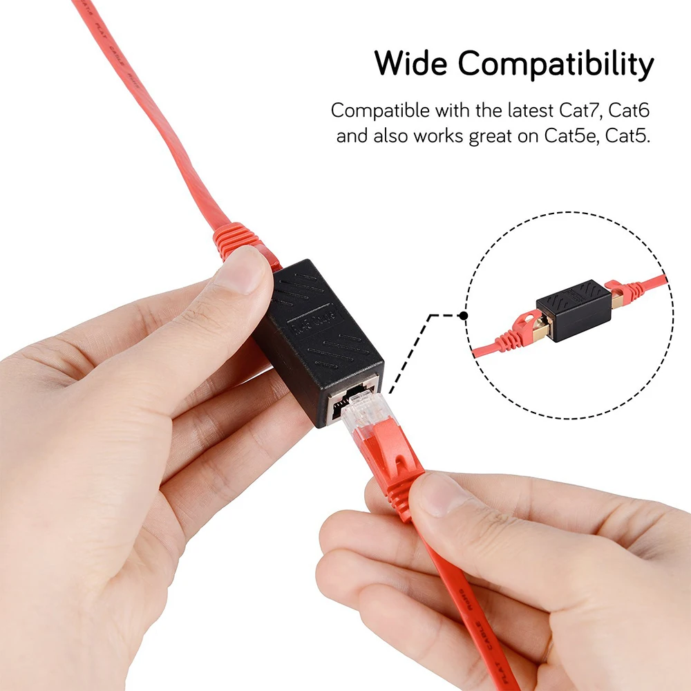 RJ45 커넥터 인라인 LAN 플러그 Cat5 Cat5e Cat6e Cat7 어댑터 암-암용 이더넷 케이블 연장 어댑터