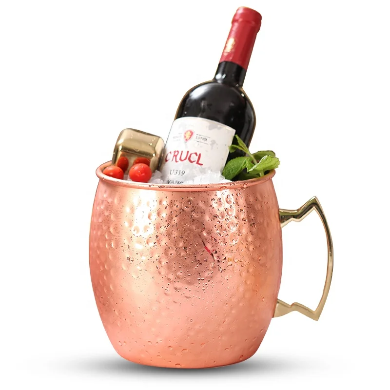

cheap hammered antique copper plated 3.7L large custom ice buckets beer cooler