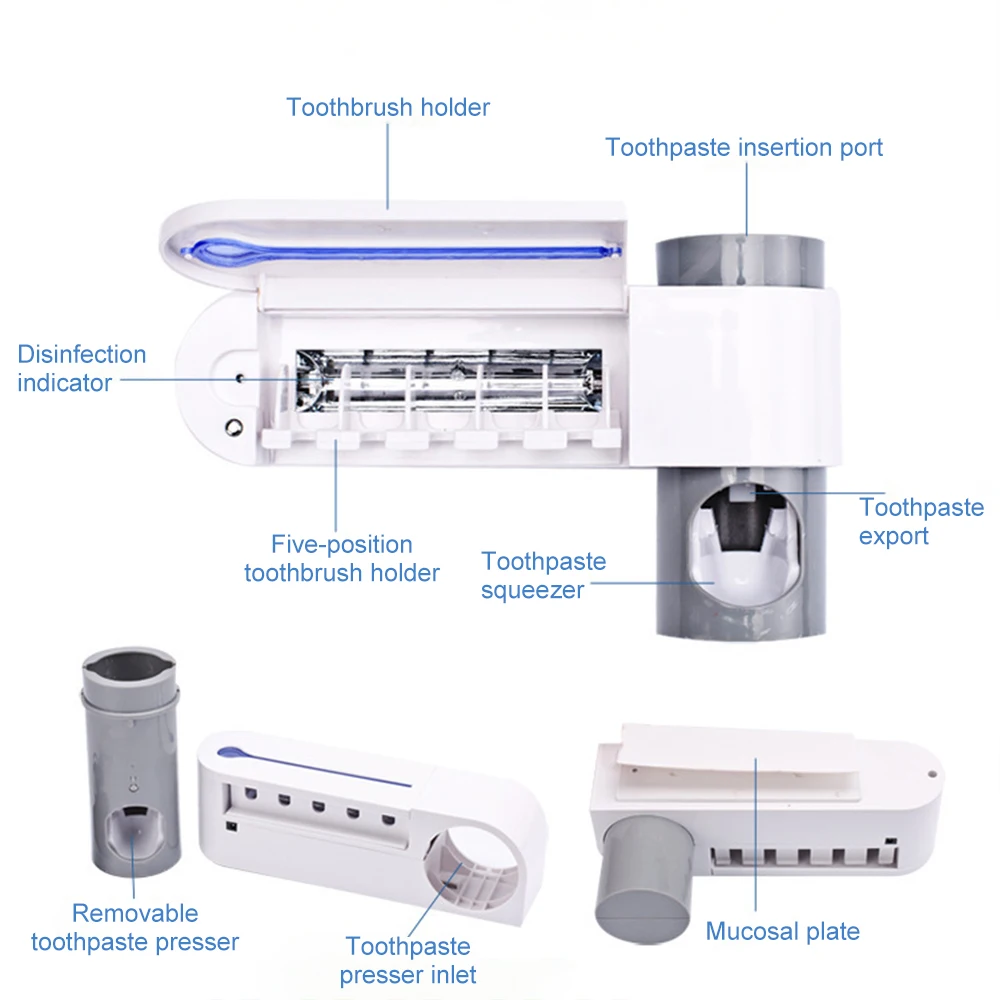 3 в 1 ультрафиолетовый свет зубная щетка стерилизатор набор для ванной комнаты держатель для зубной щетки автоматический комплект для зубной пасты инструмент для ухода за полостью рта