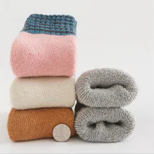 6 шт. = 3 пар/лот, японские мягкие женские полосатые суперплотные носки, осенние зимние теплые носки, очень толстые шерстяные носки