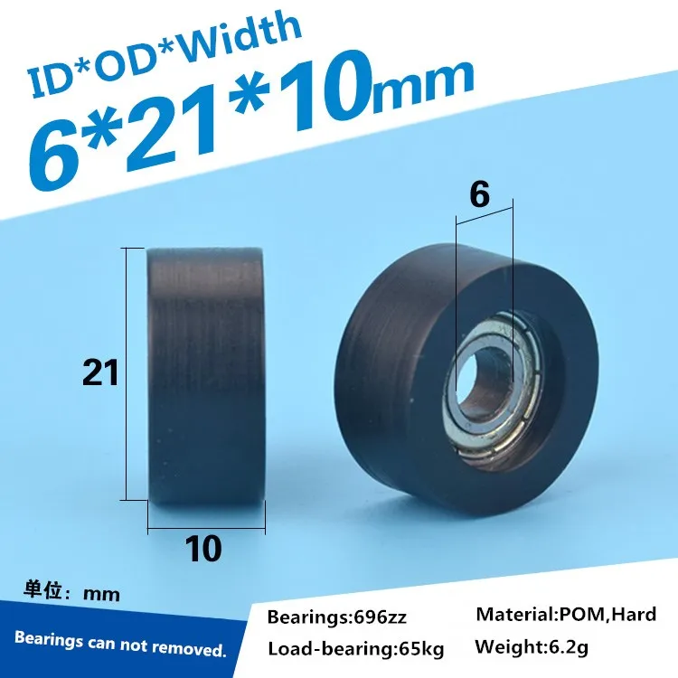 5pcs 696zz Bearing Pom Delrin Flat Type Bearing Pulley Wheel Plastic