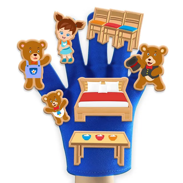 Baby Early Education Puppet Gloves Toys Frog Bears Scene Theater Storytelling Paste Story Gloves Hand Puppet Educational Toys 3
