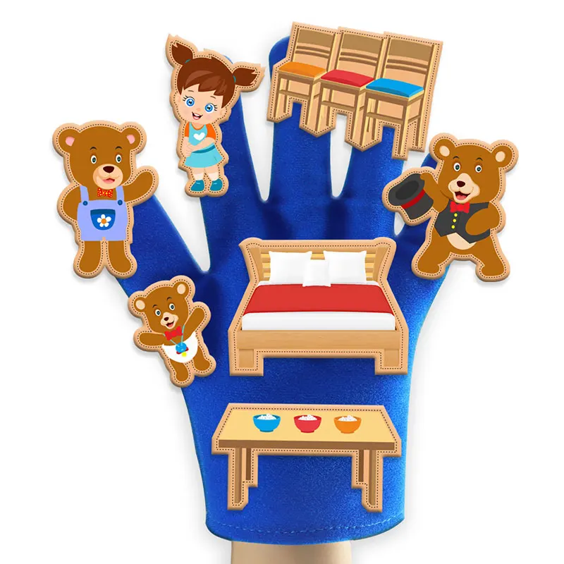 Baby Early Education Puppet Gloves Toys Frog Bears Scene Theater Storytelling Paste Story Gloves Hand Puppet Educational Toys 3