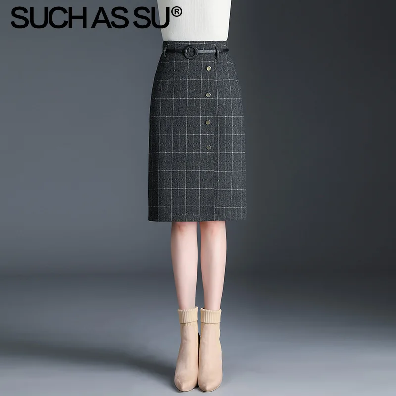 Lattice skirt Новинка, вязаная юбка для женщин, серая, с высокой талией, юбка-карандаш до колена, S-3XL размера плюс, Осень-зима, для путешествий, юбка для женщин - Цвет: Lattice skirt