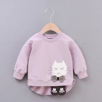 

Winter Autumn T-shirts Clothes Children’s Cartoon Cat Pattern Sweatshirt Girl Autumn Long-sleeved Warm Pullover Sweater