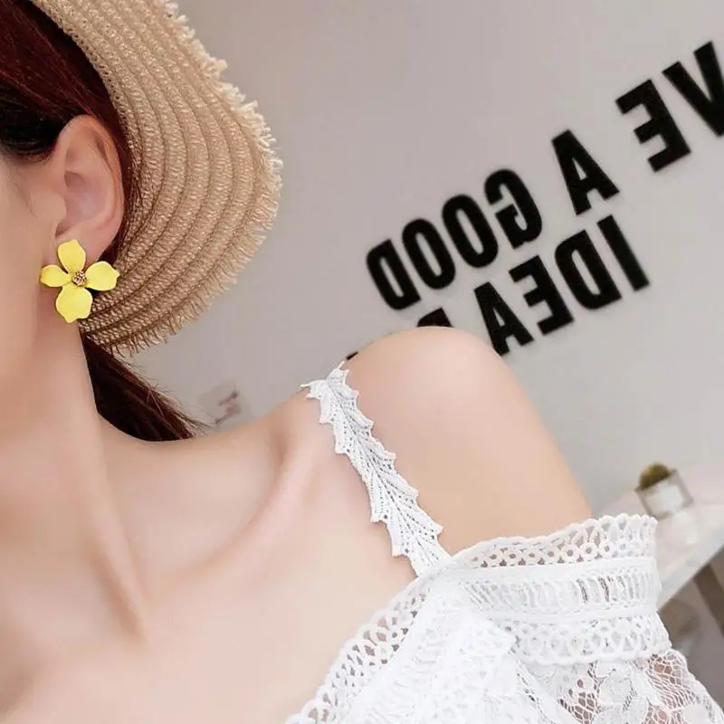 Женские серьги с большим цветком в Корейском стиле элегантные свадебные