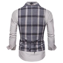 AliExpress, осенний и зимний стиль, корейский стиль, МОЛОДЕЖНЫЙ мужской клетчатый двубортный приталенный Повседневный жилет