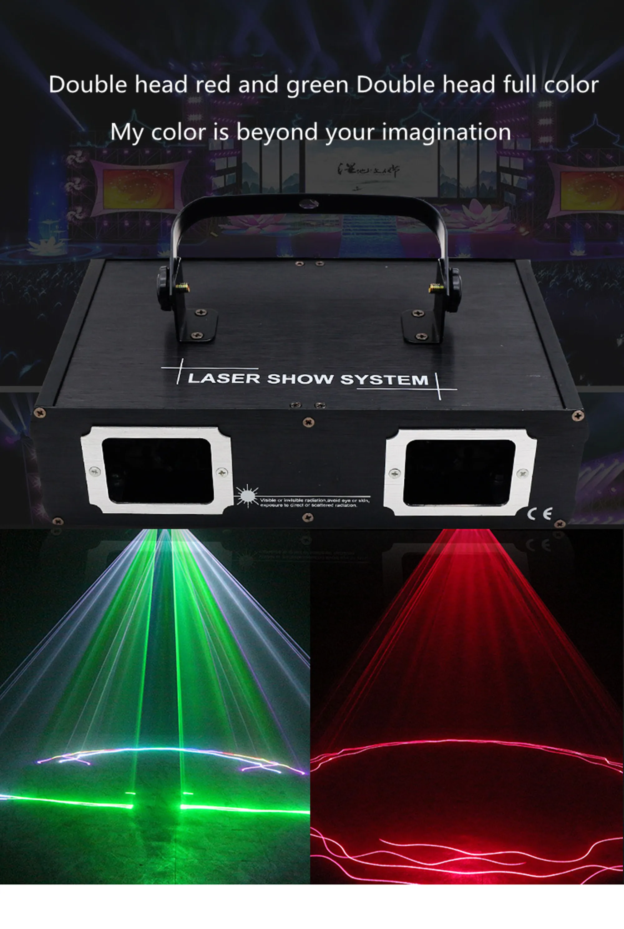 Tanie Podwójny otwór Disco DJ wiązka laserowa skaner linii projektor RGB sklep