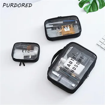 

PURDORED 1 Pc Women Clear Cosmetic Bag for Makeup Travel Storage Organizer Pouch Waterproof Transparent Makeup Bag Toiletry Bag