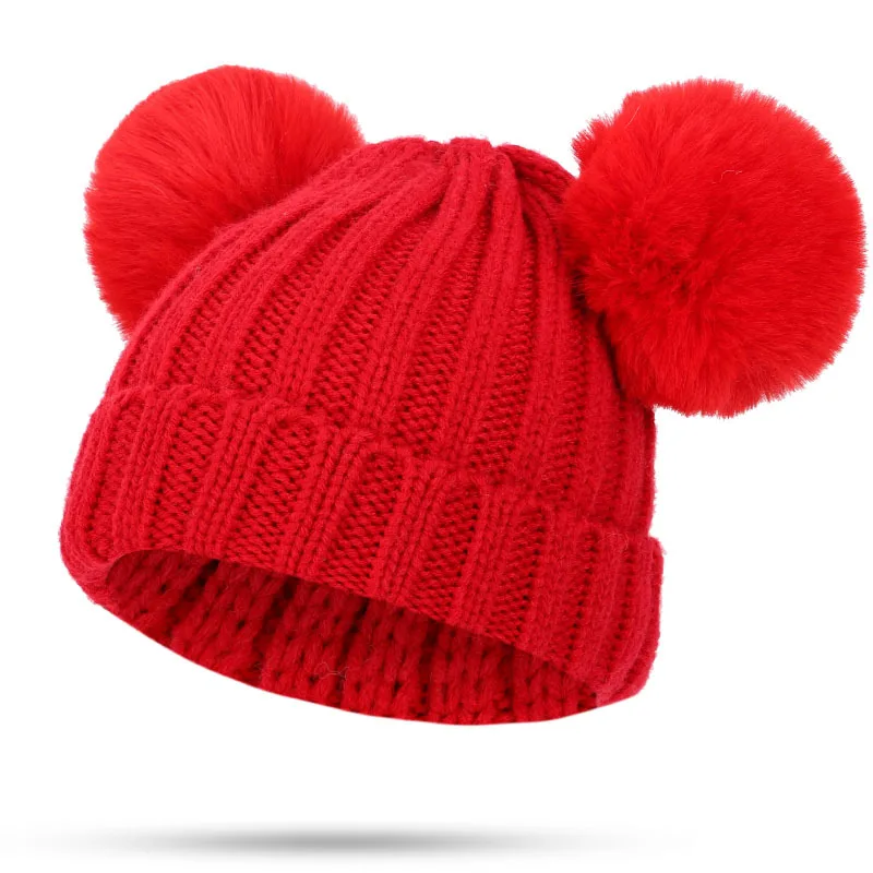 Г. Зимняя плотная шапка, шарф для девочек и мальчиков, зимние теплые шапки, шарф с помпонами для детей, 2 шт., детская шапка и шарф, высокое качество - Цвет: 8