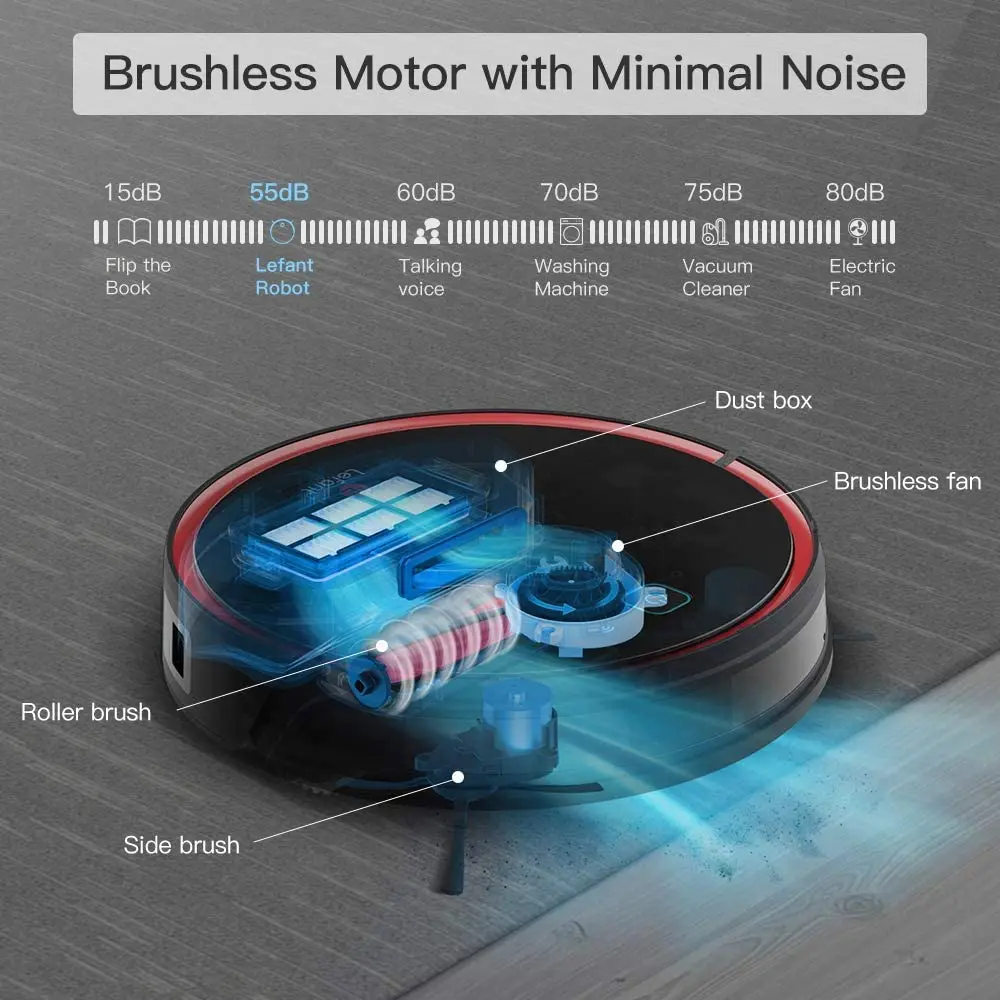 US $108.29 Lefant T700 Robot Vacuum Cleaner Sweep And Wet Mopping Disinfection For Hard Floors Carpet Run 120mins Automatically Charge APP