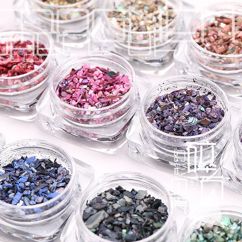 

Color-changing Natural Shell Fragment Sequin Aluminum Irregular Mylar Foil Shell Nail Art Decals Tools Holographic Sequins