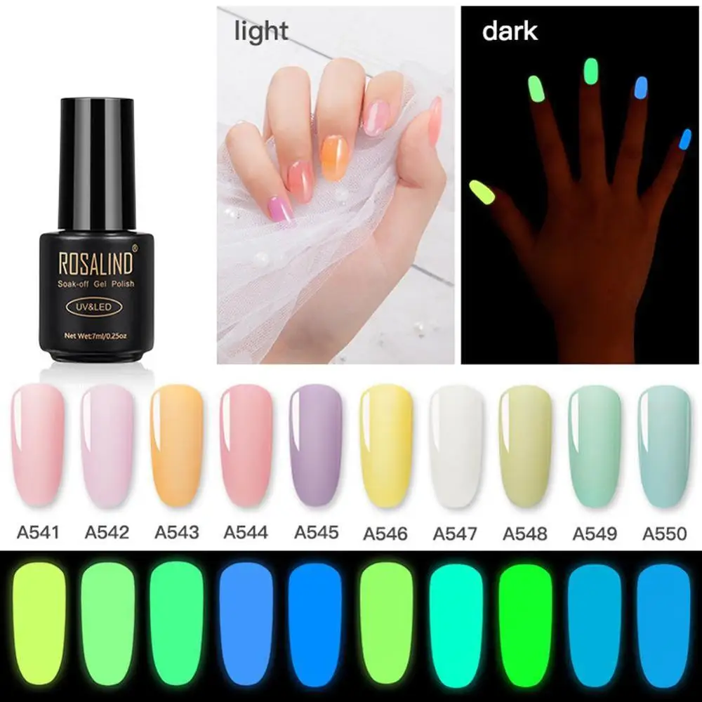 1 шт., флуоресцентный светящийся Гель-лак для ногтей, отмачиваемый УФ-гель, ночной блеск в темноте, Гель-лак, Гель-лак, нужно базовое верхнее покрытие