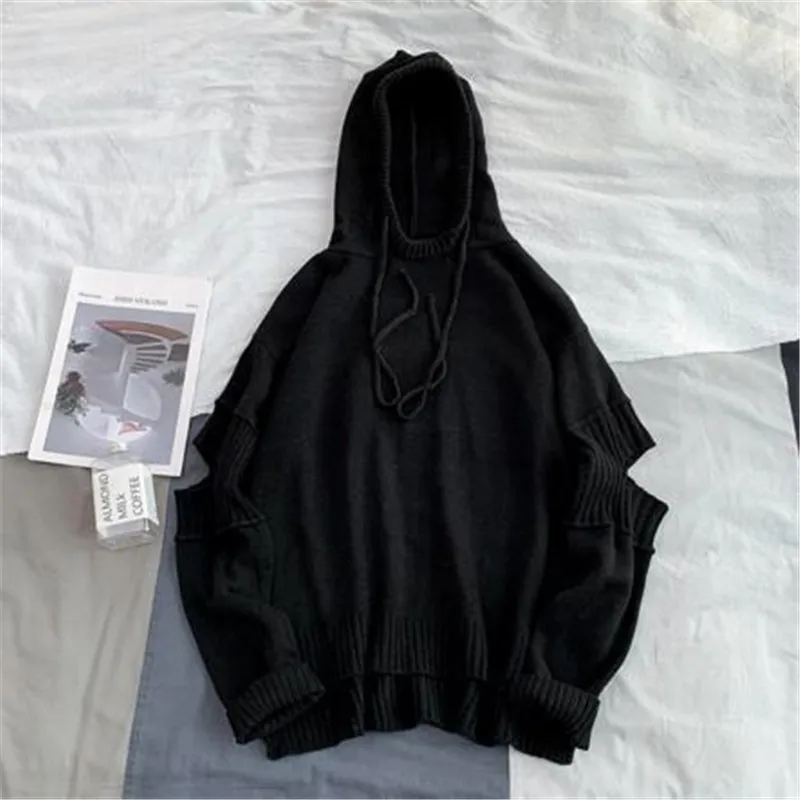 Pull homme худи на шнурке свитер для мужчин с длинным рукавом полые мужские свитера-худи Повседневный вязаный женский пуловер для мужчин