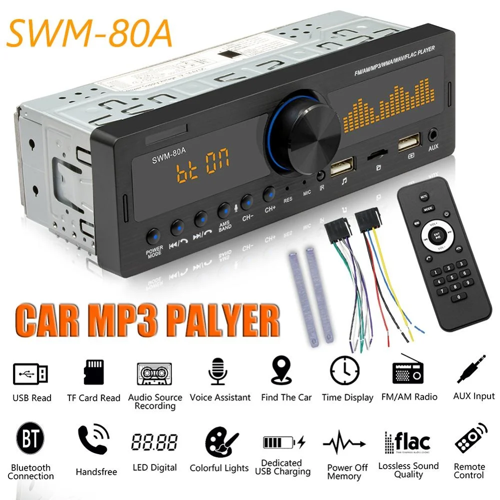 Car MP3 multimedia player 1 DIN dual screen radio audio reproduction TF USB auxiliary input car stereo locator swm-80a | Автомобили и