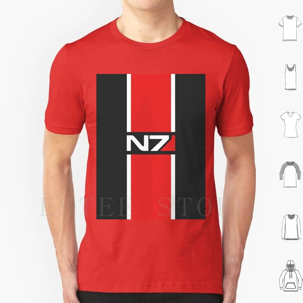 Mass Effect-N7 T Shirt Uomo Cotone 6Xl Effetto Massa Mass Effect N7 Red Symbol Commander Black White Logo Game Battle Cats Battle