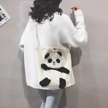 

Canvas big Shoulder Bags 2020 New woman animal picture large capacity casual shoulder messenger bag Crossbody bag Girl Totes