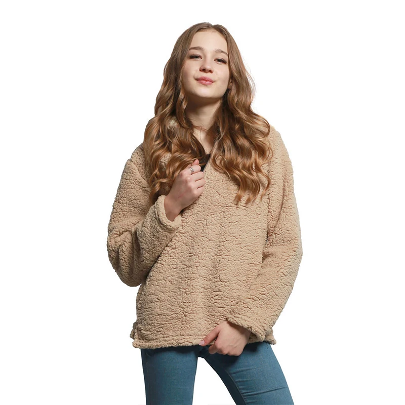 

Fashion Women Hoodies Autumn Winter Pullovers Plusi Size M-4XL Solid Sweatshirt Long Sleeve Tops Streetwear Casual Furry Coat