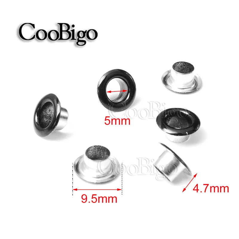 Mixed Color Metal Eyelets Garment Eyelet Scrapbooking Shoes Belt Cap Bag Tag Fashion Leather DIY Craft Accessory Hole 5mm 100pcs eyelet grommet ring