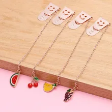 1х милые фрукты серии Виноград Вишня Банан Подвеска из металлической цепочки маркер Закладка страницы школьные канцелярские принадлежности подарок